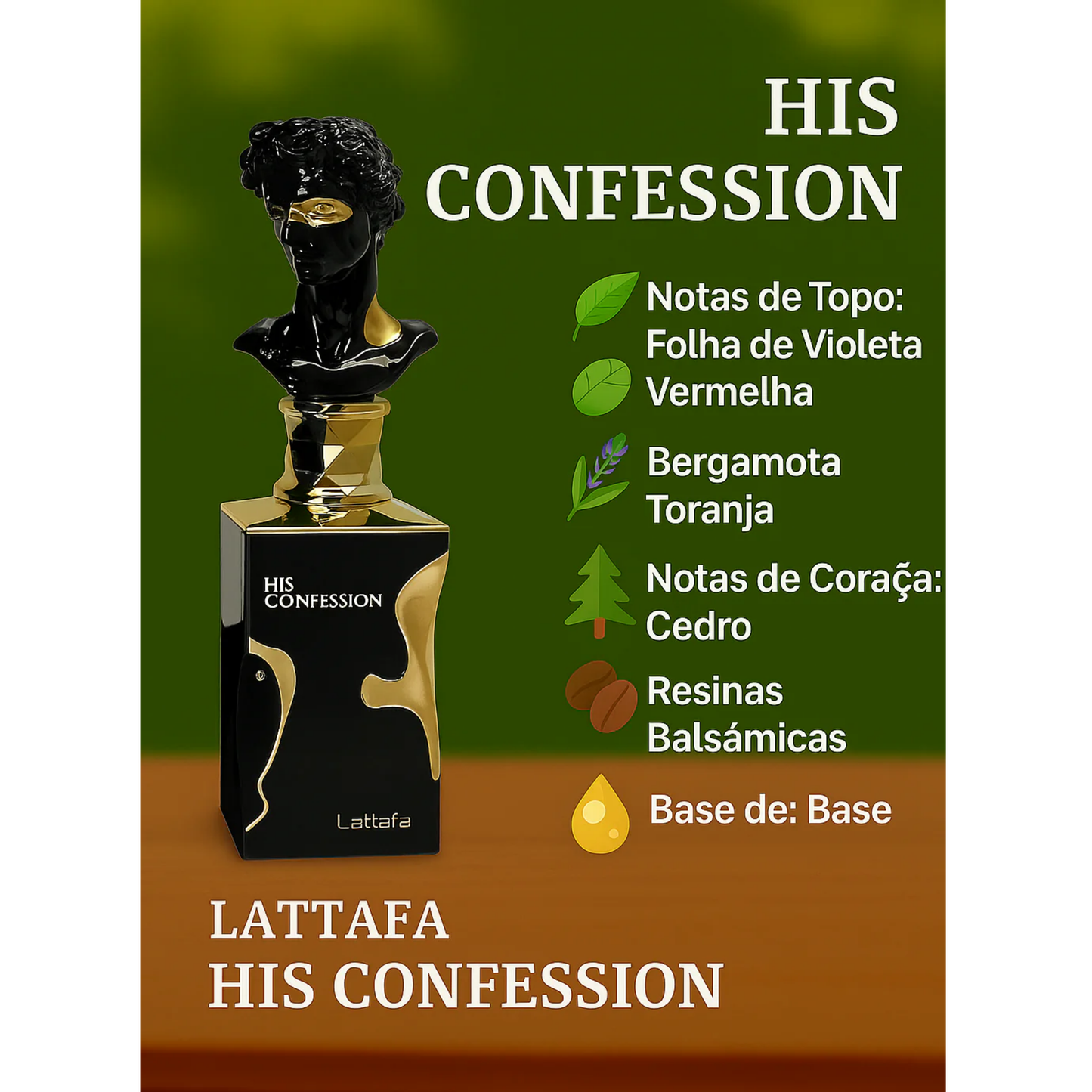 Lattafa His Confession Eau de Parfum 100ml Masculino