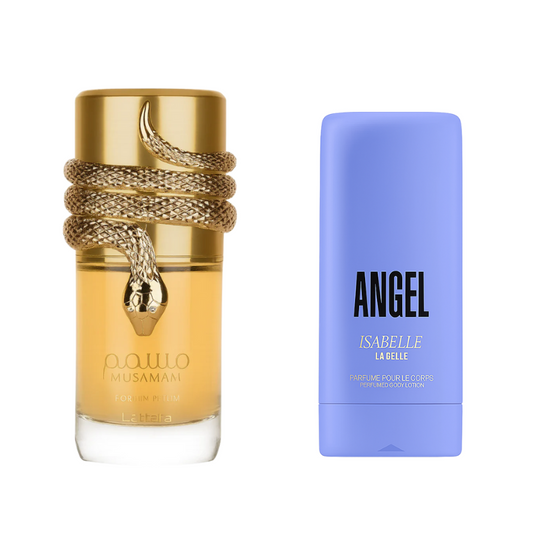 Kit Lattafa Musamam White Intense 100ml + Creme Hidratante Angel 200ml