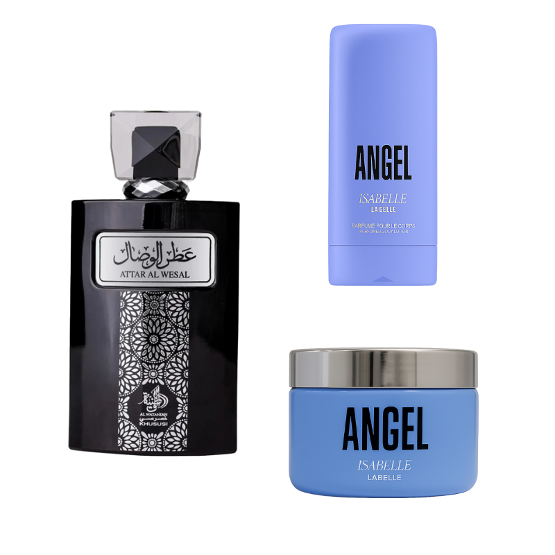 Kit Al Wataniah Attar Al Wesal + Pasta Hidratante Angel 200g + Creme Hidratante Angel 200ml
