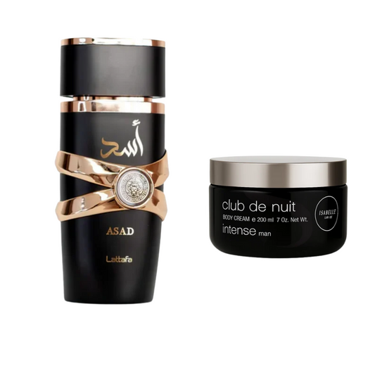 Kit Lattafa Asad 100ml + Pasta Hidratante Club de Nuit Intense 200g